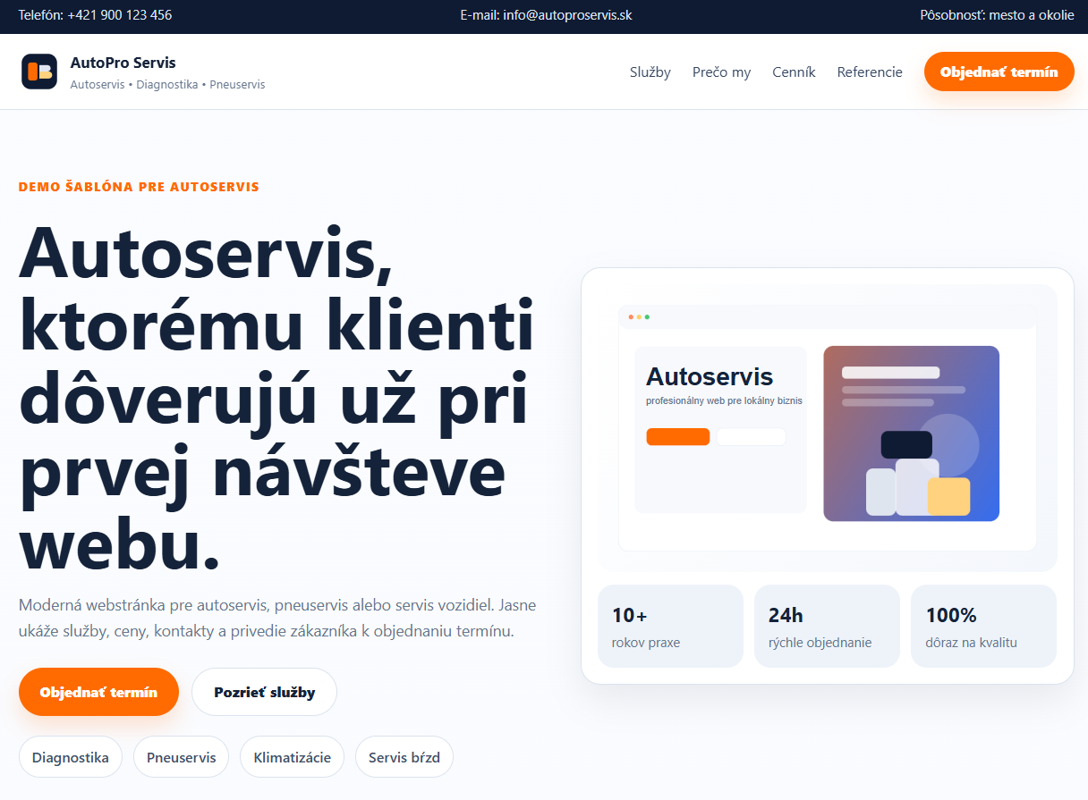 Šablóna pre autoservis